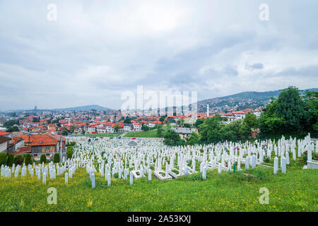 Martyrs' Memorial Cemetery Kovaci in Sarajewo (Bosnien und Herzegowina) Stockfoto