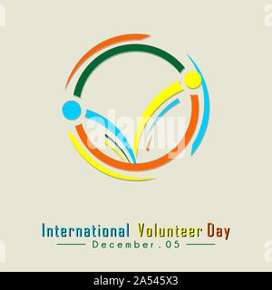 International Volunteer Day Typografie mit Freiwilligen Symbol Stockfoto