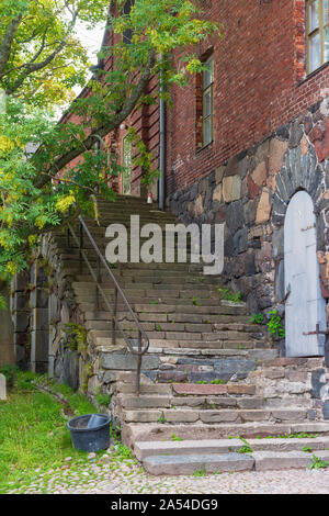 Steintreppe auf der Festungsinsel Suomenlinna in Helsinki Finnland Stockfoto