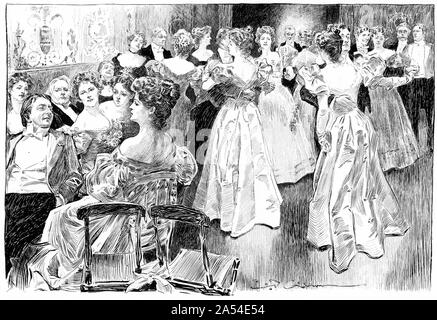 Gravur der Gäste tanzen bei der Jagd Ball. Von Harper's Magazine 1895 Stockfoto