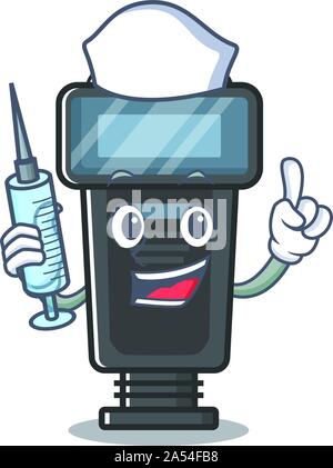 Krankenschwester Kamera Blitz mit dem Maskottchen isoliert Stock Vektor