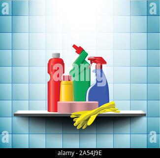 Sauberer Flaschen in Bad Stock Vektor