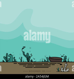 Welt Tsunami Tag, sichtbar vom Meeresboden und Sea Life Stockfoto