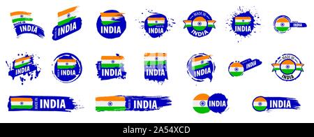 Indien Fahne, Vector Illustration auf weißem Hintergrund Stock Vektor