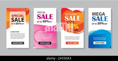 Moderne Flüssigkeit abstrakten Set für Verkauf banner Vorlage. Verwenden Sie für Flyer, Rabatt Angebot Design, Promotion Hintergrund. Stock Vektor