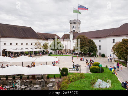 Innenhof der Burg von Ljubljana, Ljubljana, Slowenien Stockfoto