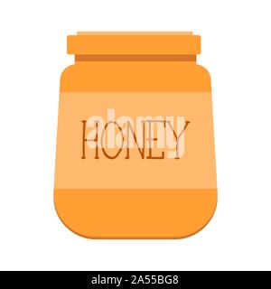 Einen Krug Honig ein natürliches Produkt von Bienen, Hilfe bei Erkältungen, einen leckeren und gesunden Nachtisch, Grippe Prävention. Bunte Illustrationen. Symbol. Stockfoto