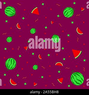 Hintergrund mit ganzen Wassermelonen und Schichten. Vector Illustration Stock Vektor