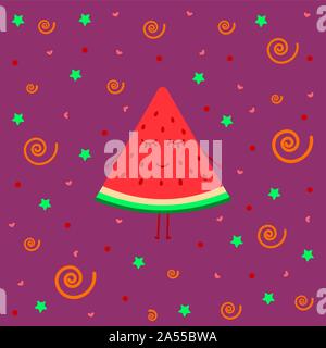 Lächelnde Mädchen Wassermelone Hintergrund Abbildung Stockfoto