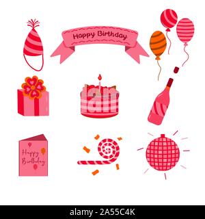 Set Sticker happy birthday Vector Illustration Stock Vektor