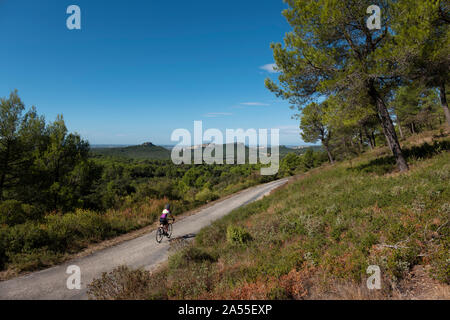 Radfahren in der Provence, Luberon, in der Nähe von San Remy, Frankreich. Stockfoto