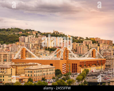 Blick auf Genua und Sampdoria fußball Teams Stadion in Genua Marassi in Italien. Stockfoto