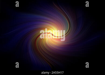 In der Dunkelheit und Mittelpunkt der Tausenden von Zeilen Farbe bewegt sich in einem Kreis Stockfoto