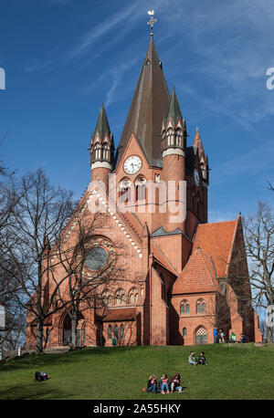 Halle, Schulze. Halle S Pauluskirche 1900-03 eingeweiht durch Kaiserin Auguste Viktoria. Architekten Richard Schultze. Turmhöhe 60 m Stockfoto