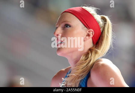 Die USA Sandi Morris während der Frauen Stabhochsprung Endg. Stockfoto