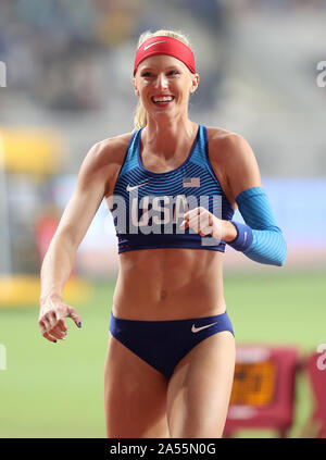 Die USA Sandi Morris während der Frauen Stabhochsprung Endg. Stockfoto