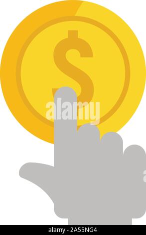 Klicken Sie auf Münze gold Symbol. Flache Abbildung: Klicken Sie auf gold coin Vektor Symbol für Web Design Stock Vektor
