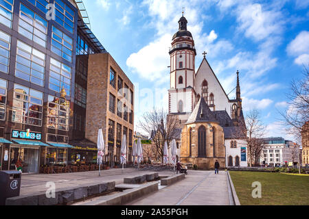 LEIPZIG, Deutschland - ca. März 2018: Die Thomaskirche Leipzig Stadt in Deutschland Stockfoto