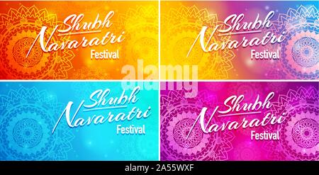 Vier Karten Design für Navaratri festival Abbildung Stock Vektor