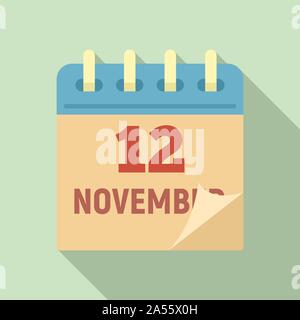 12. november Symbol Kalender. Flache Darstellung vom 12. November Kalender vektor Symbol für Web Design Stock Vektor