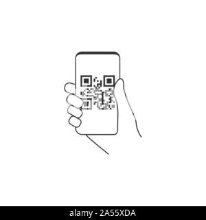 Vector Illustration, flache Bauform. Smartphone QRcode Symbol Stock Vektor