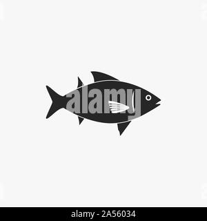 Vector Illustration, flache Bauform. Fisch essen Meer Symbol Stock Vektor