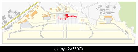 Farbige Grundriss eines fiktiven Flughafen Stock Vektor