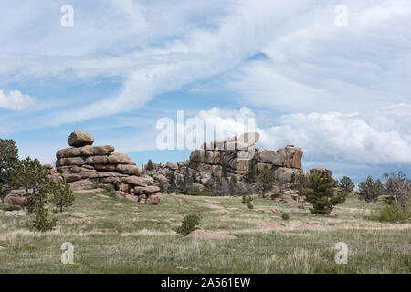 Vedauwoo Turtle Rock, eine sehr hohe Stapel verwitterten Sherman Granit, ist der Eckpfeiler einer 3,2 km langen Weg in der Medizin Bow-Routt National Forest zwischen Laramie und Cheyenne auf dem Albany-Laramie county Line in Wyoming Stockfoto