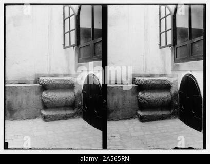 Via Dolorosa, Beginn in der St. Stephen's Gate. Prophet's Stone. Stockfoto