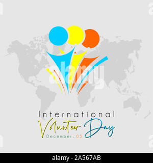 International Volunteer Day Typografie mit 3 Freiwilligen Symbol Stockfoto