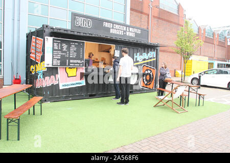 Pop up Essen mit einem Container in London Abschaltdruck Stockfoto