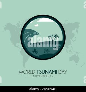 Welt Tsunami Tag, Tsunami Symbol, November 05, vektor design Stock Vektor