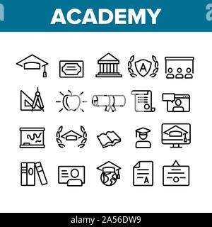 Akademie Studie Sammlung Elemente Icons Set Vector Stock Vektor