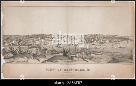 Anzeigen von Baltimore, Md. vom Federal Hill/Nach der Natur gezeichnet und von E.Whitefield, [lith] von F., Michelin, 111 Nassau St., NEW YORK, graviert Stockfoto