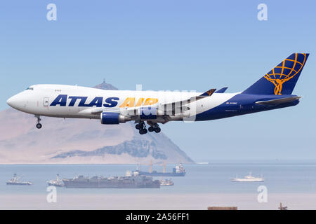 Lima, Peru - Februar 1, 2019: Atlas Air Boeing 747-400 EF Flugzeug am Flughafen Lima (LIM) in Peru. Stockfoto