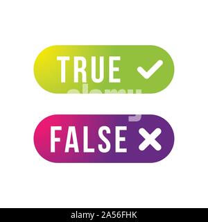 True und False label set-Taste Stock Vektor