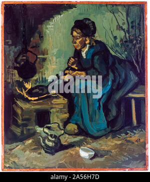 Vincent van Gogh, Bäuerin Kochen durch einen Kamin, Malerei, 1885 Stockfoto