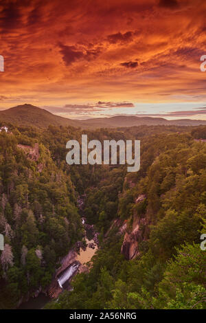 Sonnenuntergang am Tallulah Gorge State Park, GA. Stockfoto