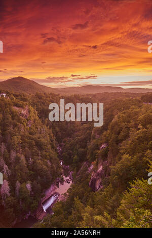 Sonnenuntergang am Tallulah Gorge State Park, GA. Stockfoto