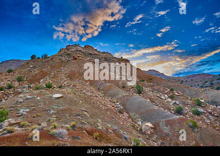 Sonnenaufgang über Bookcliffs,Fruita Wüste. Stockfoto