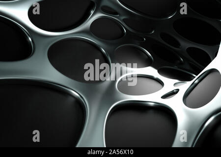 Abstrakte Silber mit schwarzen geometrischen Hintergrund. 3D-Rendering Stockfoto
