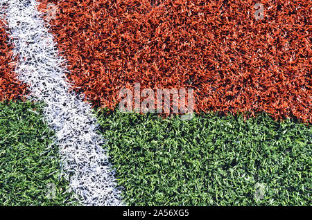 Spielfeld rasen in verschiedenen Winkeln und mit verschiedenen Farben und Linien. Stockfoto