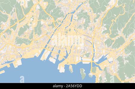 Druckbare Karte von Hiroshima, Präfektur Hiroshima, Japan. Karte Vorlage für die geschäftliche Nutzung. Stock Vektor
