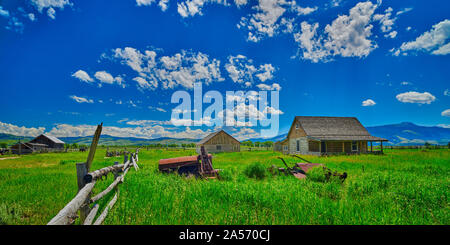 Homestead auf Mornon Zeile im Grand Teton National Park. Stockfoto