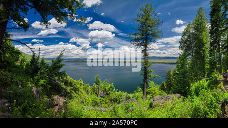 Panorama vom Jenny See im Grand Teton National Park, Wyoming. Stockfoto