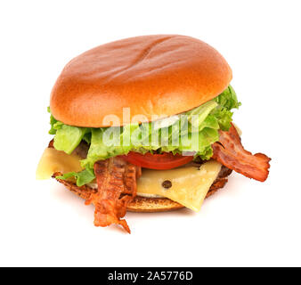 Frische leckere Burger, auf weißem Hintergrund. Stockfoto