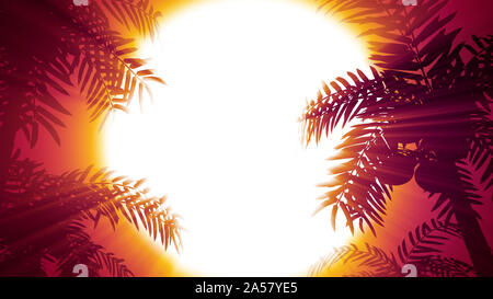 Retro-futuristischen Hintergrund mit Palmen auf dem Hintergrund der Sonne. Im Stil der 80er Computer Graphics. Der Hintergrund ist perfekt für alle thematischen presen Stockfoto