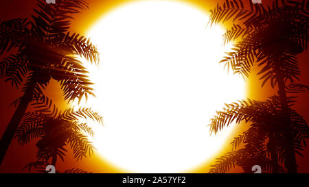 Retro-futuristischen Hintergrund mit Palmen auf dem Hintergrund der Sonne. Im Stil der 80er Computer Graphics. Der Hintergrund ist perfekt für alle thematischen presen Stockfoto