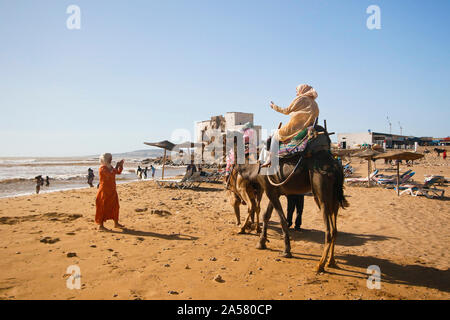 Der Strand von Sidi Kaouki in der Nähe von Essaouira. Marokko Stockfoto