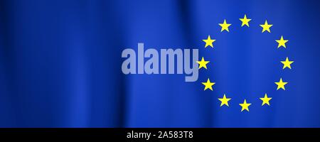 Europäische Flagge. Gelbe Sterne auf blauem. Europarat. Stockfoto